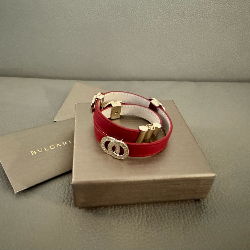 COPY - Bvlgari red double leather bracelet